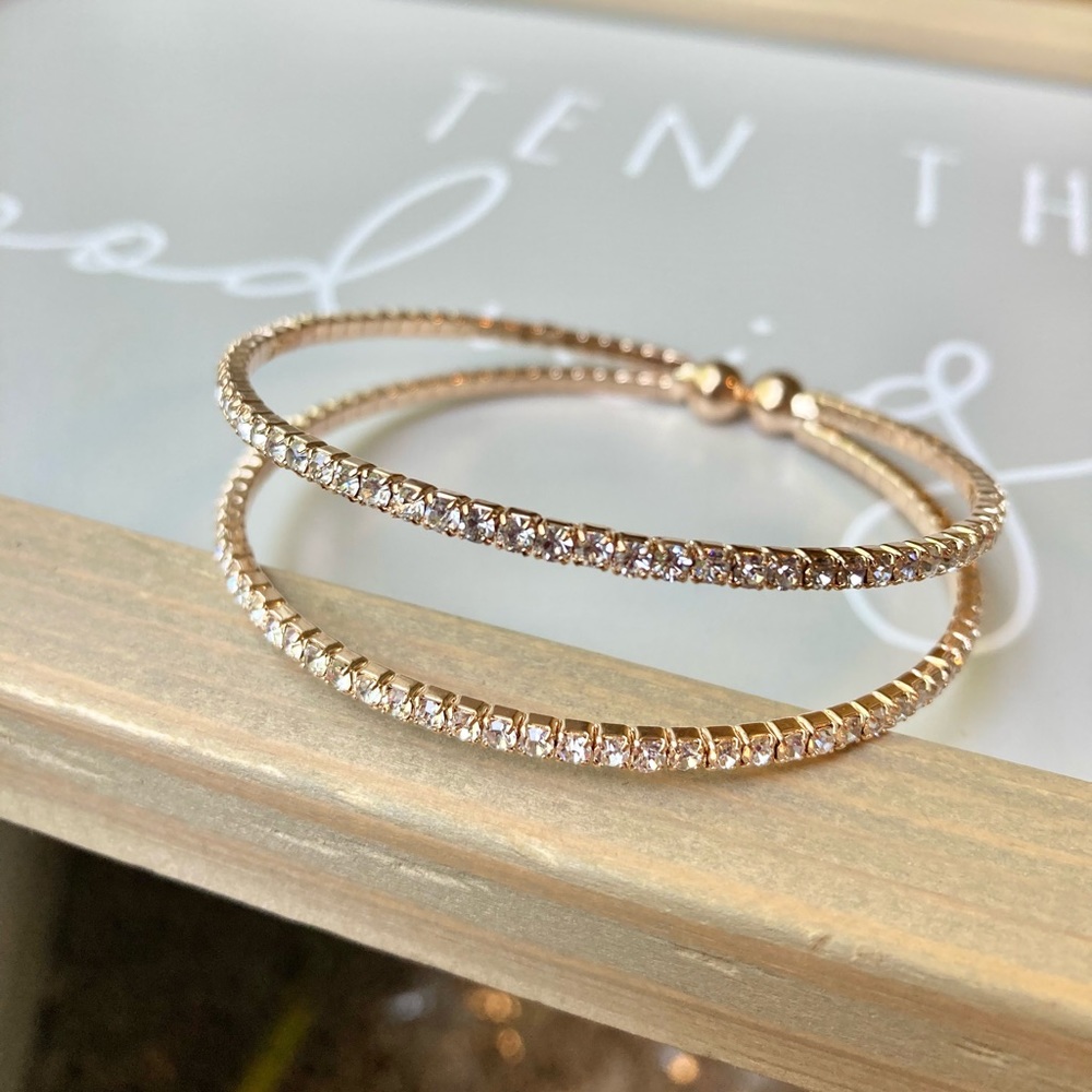 Open Layered Cubic Zirconia Gold Bracelet